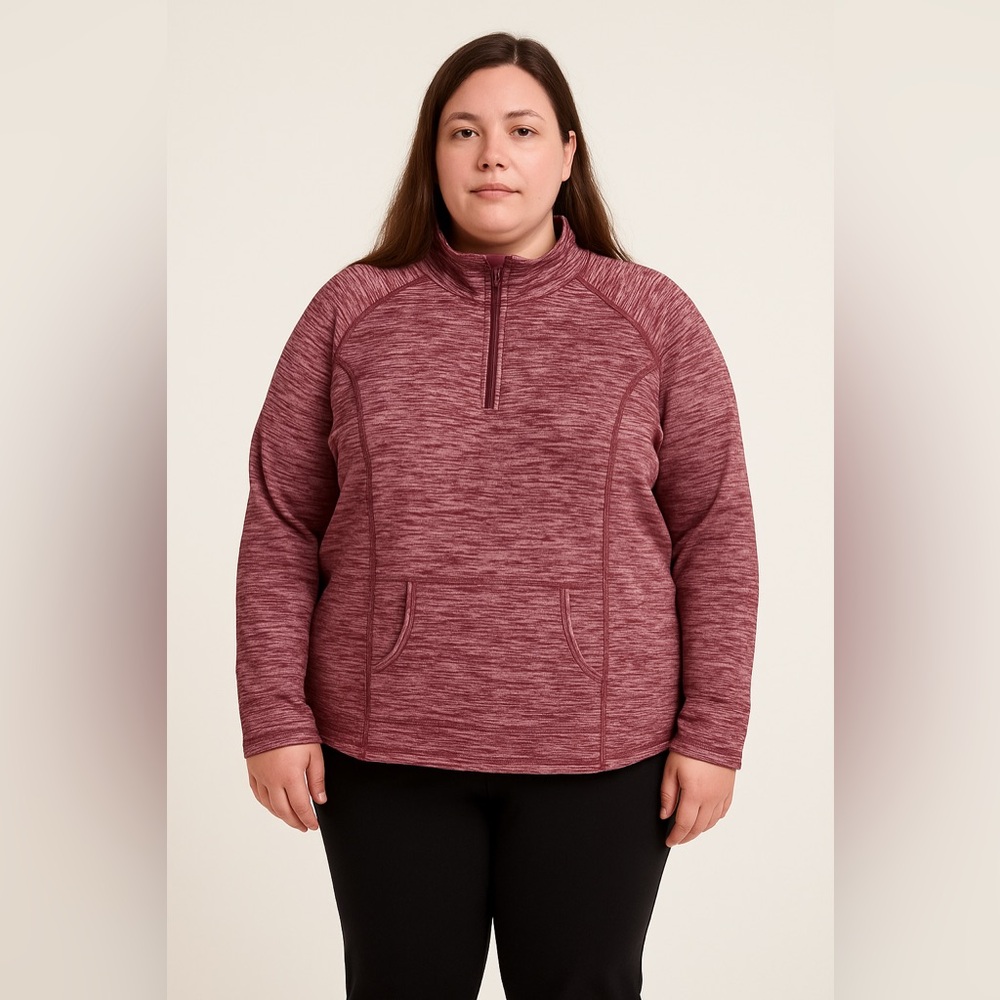 Heathered Red 1/4 Zip Pullover 3X